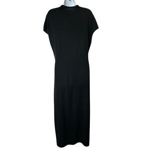 Peruvian Connection L black Mock Neck Baby Alpaca Cotton blend Knit dress